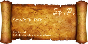 Szvák Pál névjegykártya
